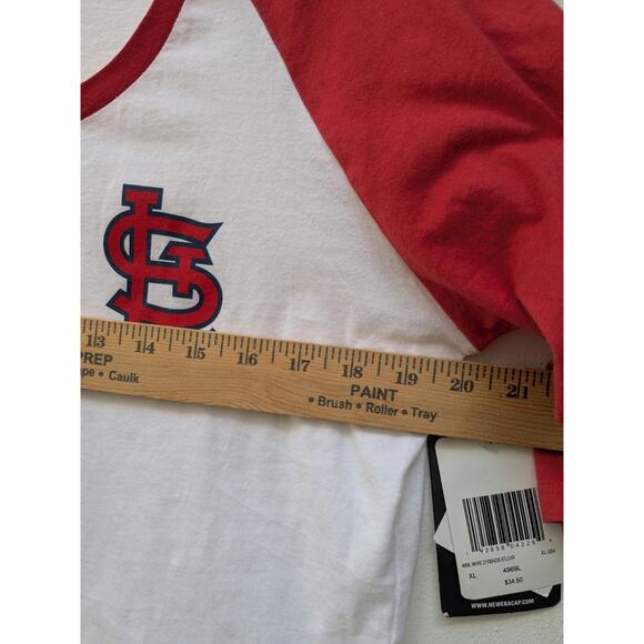 New Era Shirt St Louis Cardinals 3/4 Sleeve Red White Athleisure Sporty Sz XL - Picture 8 of 12